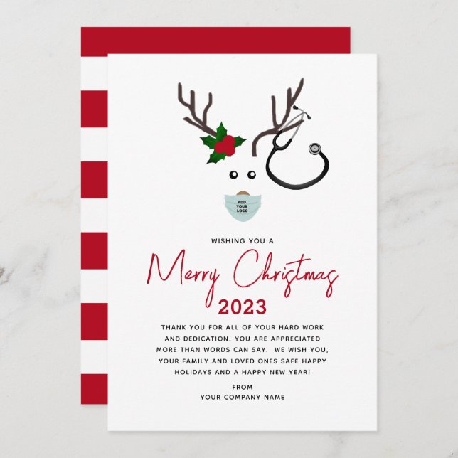 Corporate Business Healthcare Logo Christmas 2023 Holiday Card (Front/Back)
