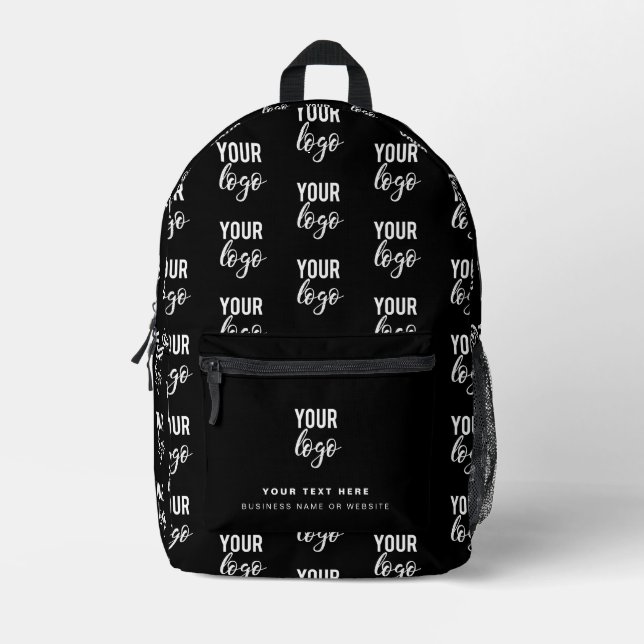 Corporate Business Logo Black Minimalist Company Printed Backpack (Front)