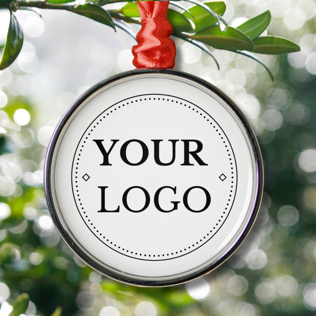 Corporate Business Logo Modern Christmas Metal Ornament (Creator Uploaded)