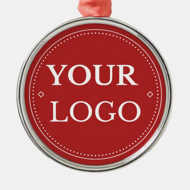 Corporate Business Logo Modern Red Christmas  Metal Ornament (Front)