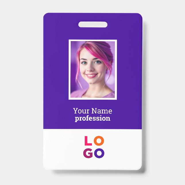 Corporate Business Logo, Photo, Qr Code, Name ID Badge (Front)