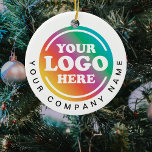 Corporate Business Logo Promotional Christmas Ceramic Ornament<br><div class="desc">Great business company promotional item. Simply add your own logo and customise company's details by using the template provided.</div>