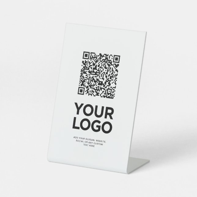 Corporate Business Logo Text Simple Qr Code Pedestal Sign (Front)