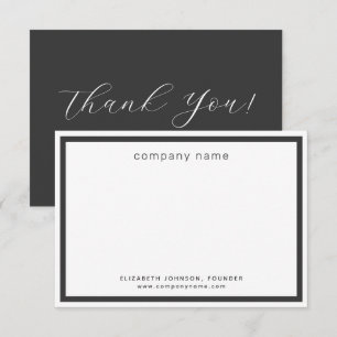Corporate Business Modern Charcoal Gray White Thank You Card