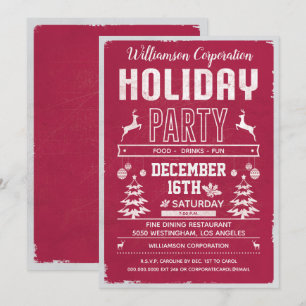 Corporate Business Office Holiday Party Red Modern Invitation