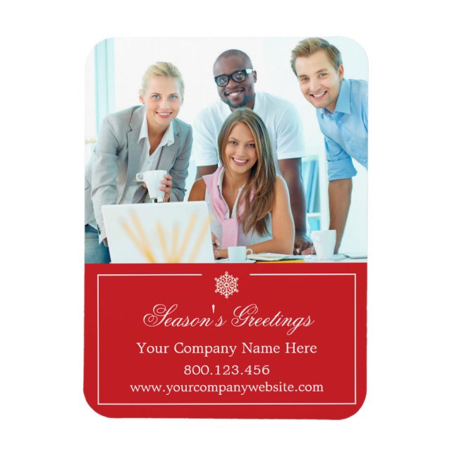 Corporate Business Photo Holiday Christmas Magnet (Vertical)