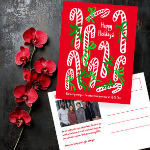 Corporate Candycanes CUSTOM PHOTO Christmas Holiday Postcard