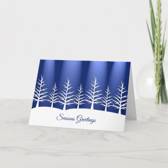 Corporate Christmas Card with Blue Winter Scene (Front)
