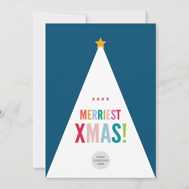 CORPORATE CHRISTMAS festive modern minimal tree Holiday Card (Front)