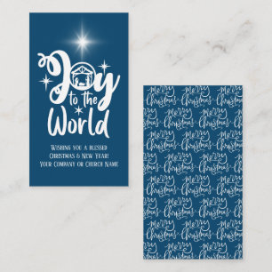 Corporate Christmas Nativity Blue White Greeting Card