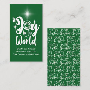 Corporate Christmas Nativity Green White Greeting Card