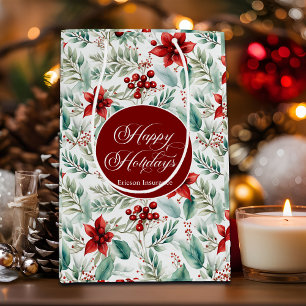 Corporate Christmas Party Greenery Poinsettia  Medium Gift Bag