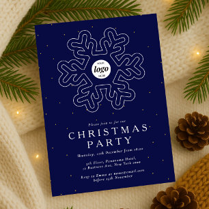 Corporate Christmas Party Navy Blue Business Logo Invitation