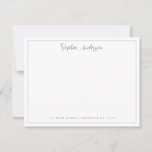 Corporate Classic Border Script Name Address Black Card (Front)
