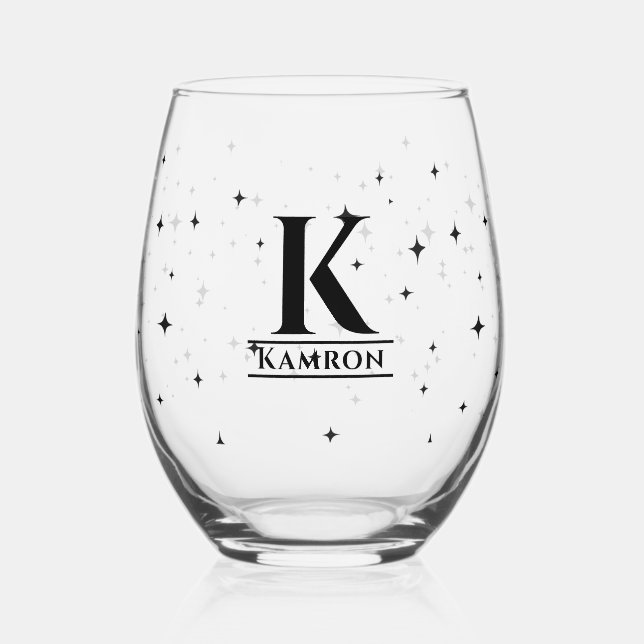 Corporate clients monogram Bulk gifts Stemless Wine Glass (Front)