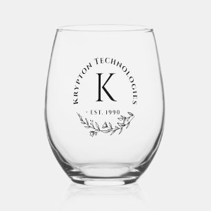 Corporate clients monogram Bulk gifts Stemless Wine Glass