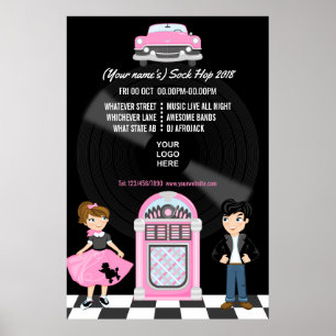 Corporate/Club/College/School Sock Hop Retro Party Poster