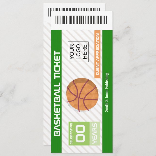 Corporate Company Function Basketball Event Ticket Invitation (Front/Back)