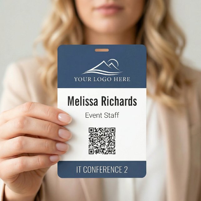 Corporate Conference Event QR Code Blue ID Badge (Creator Uploaded)