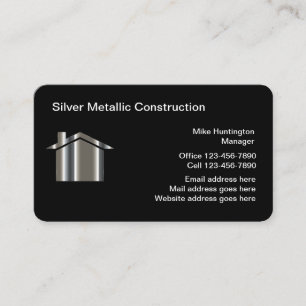 Corporate Construction Silver Tone House  Business Card