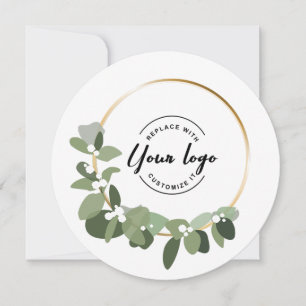 Corporate Custom Logo Green Wreath Christmas Holiday Card