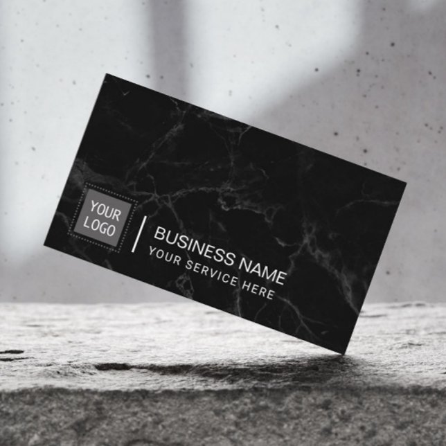Corporate Custom Logo Modern Dark Marble Business Card (Creator Uploaded)