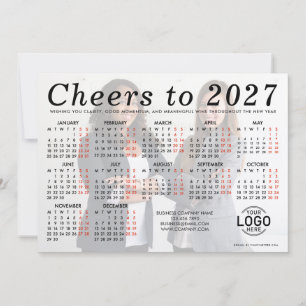 Corporate Custom Logo Photo Simple Calendar 2027 Holiday Card