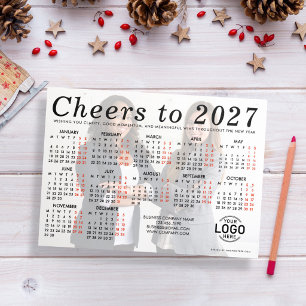 Corporate Custom Logo Photo Simple Calendar 2027 Holiday Card