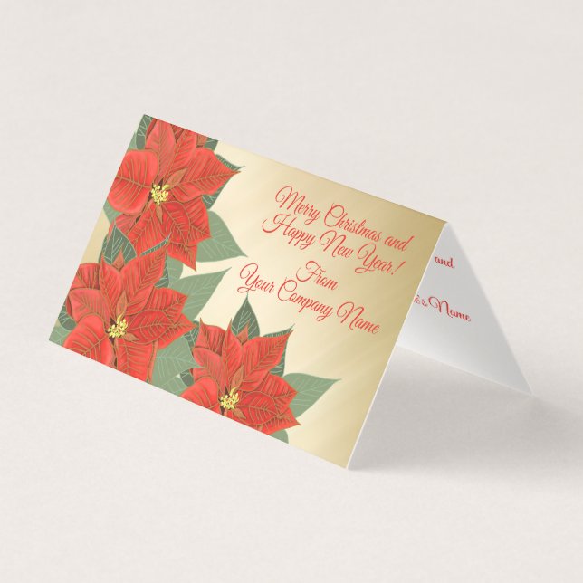 Corporate | Customer Red Poinsettia Gold Christmas (Front)
