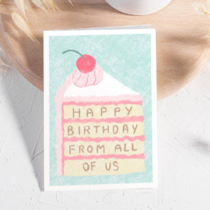 Corporate Cute Cherry Cake Slice Happy Birthday Card