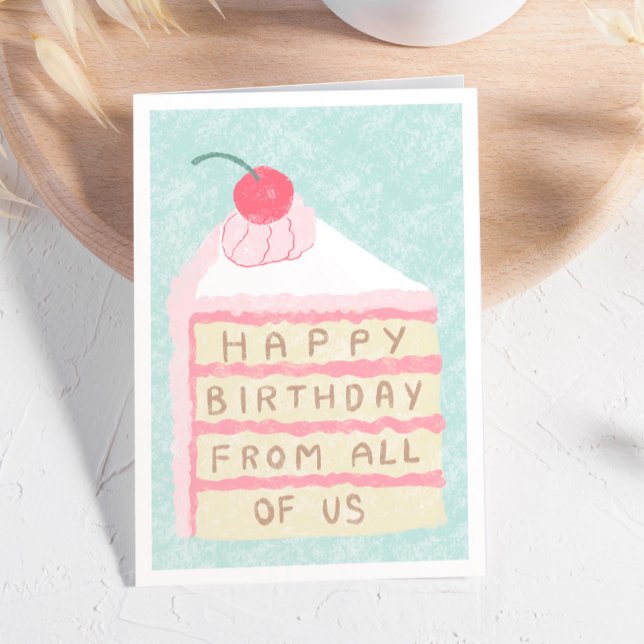 Corporate Cute Cherry Cake Slice Happy Birthday Card (Creator Uploaded)