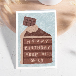 Corporate Cute Chocolate Cake Slice Happy Birthday Card