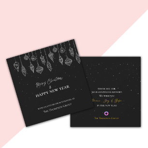 Corporate Elegant Black White Christmas New Year Holiday Card