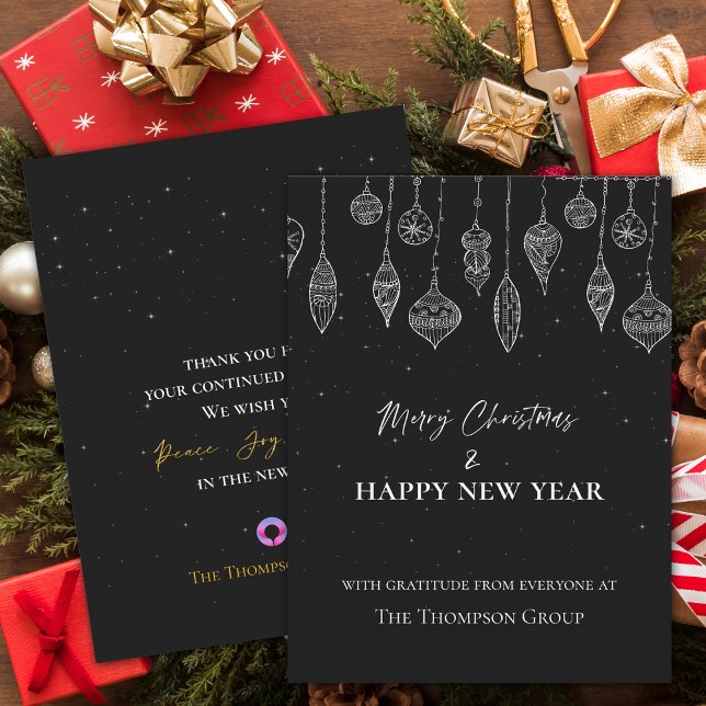 Corporate Elegant Black White Christmas New Year Postcard (Corporate Elegant Black White Christmas New Year Postcard)