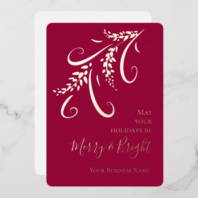 Corporate Elegant Cranberry Foil Christmas Holiday (Front/Back)