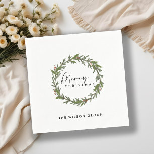 CORPORATE ELEGANT HOLLY BERRY WREATH CHRISTMAS NAPKIN