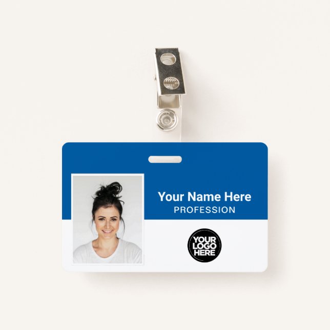 Corporate Employee, Name, Logo, Photo ID ID Badge (Front with Clip)