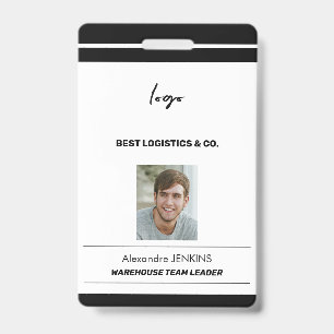 Corporate employee photo name bare code template ID badge