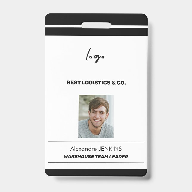 Corporate employee photo name bare code template ID badge (Front)
