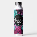 Corporate Employee Tropical Chic Custom Name, Logo Water Bottle<br><div class="desc">Corporate Employee Tropical Chic Custom Name,  Logo Water Bottle featuring company logo,  employee name in modern sans serif font,  profession in stylish handwritten script,  and your company logo,  in hawaiian leaves background pink,  turquoise and black. Any colour,  any font,  no minimum.</div>