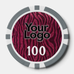 Corporate Event Business Logo Glitter Animal Print Poker Chips
