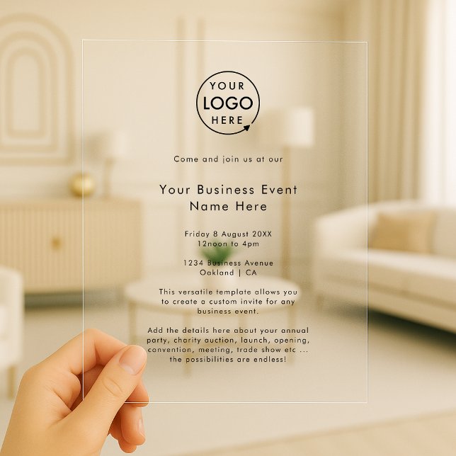 Corporate Event | Minimalist Professional Business Acrylic Invitations (Modern acrylic business event invitation template by Guava - transparent, simple, and customizable)