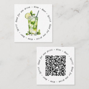 Corporate Event QR Code Mojito Drink Voucher Square Business Card
