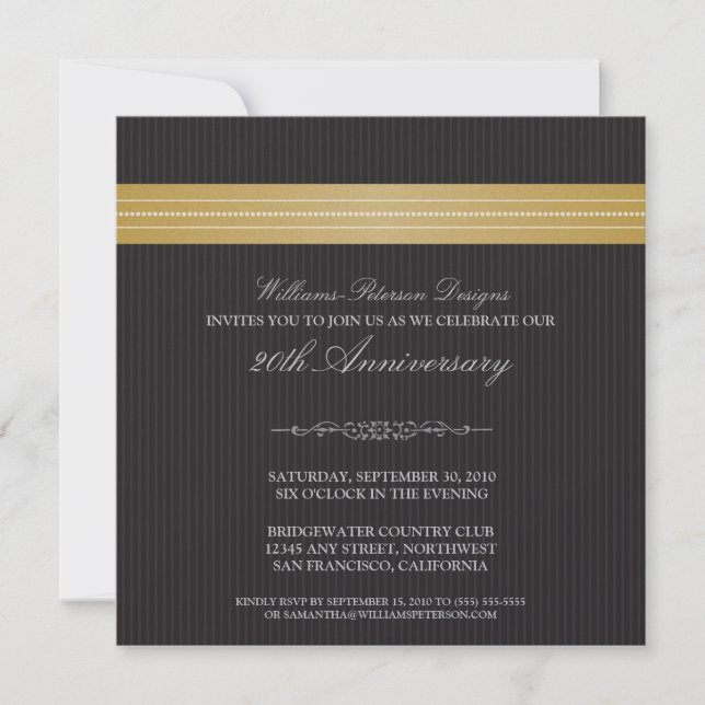 Corporate Event Ribbon Invitation (gold) (Front)