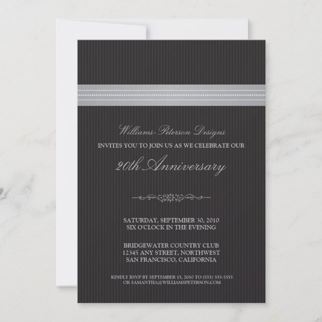 Corporate Event Ribbon Invitation (silver) (Front)