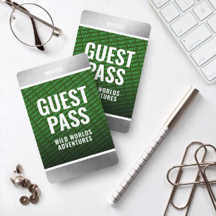 Corporate Forest Green & Steel Guest Pass ID Badge