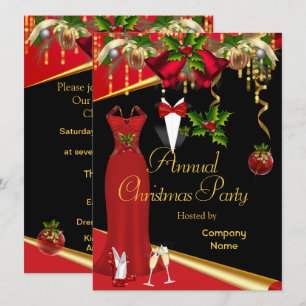 Corporate Formal Christmas Holiday Party Red 2 Invitation