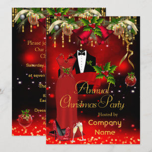 Corporate Formal Christmas Holiday Party Red  Invitation