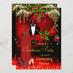 Corporate Formal Christmas Holiday Party Red  Invitation