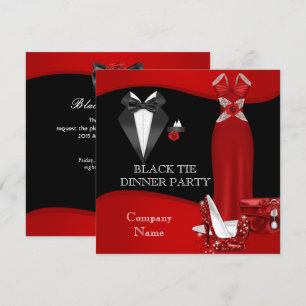 Corporate Formal Dinner Party Black Tie Red 3 Invitation
